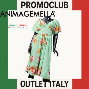 Рокля Anima Gemella - мента и цветни мотиви, 100% полиестер, размер 40, Италия